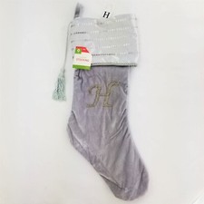 Letter Initial H 21" Silver Monogram Holiday Stocking Sequin Xmas Target Elegant
