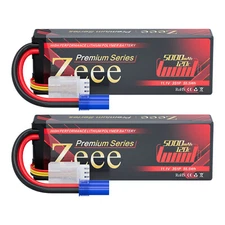2x Zeee 11.1V 120C 3S Lipo Battery 5000mAh LCG Height 25mm EC5 for RC Car Tank