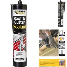 Everbuild ROOF and GUTTER Sealant | Black | Waterproof | Bitumen Felt Adhesive