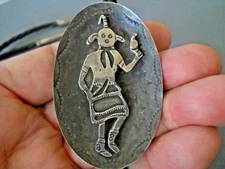 Old Southwestern Native American Sterling Silver Mud Head Kachina Bolo Tie C-31