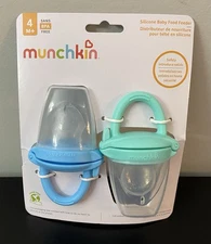 New Munchkins Silicone Baby Food Feeder 4 Months+ Baby Blue and Teal