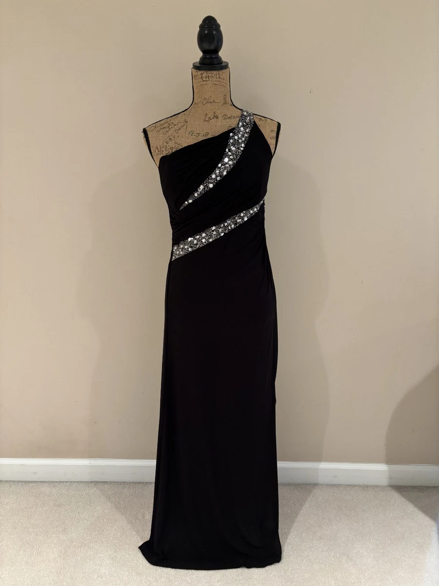 cachet designer dresses Cachet Blue And White Sparkly Ball Gown/ Prom Dress 12