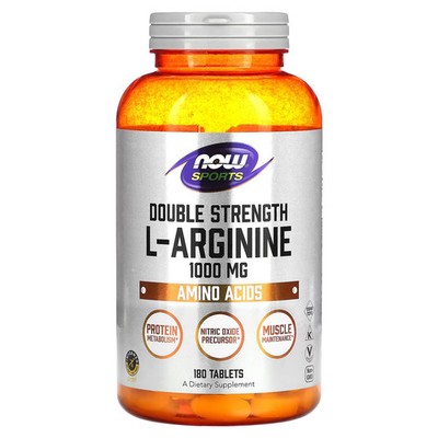 2 X Now Foods, Sports, Double Strength L-Arginine, 1,000 mg, 180 Tablets