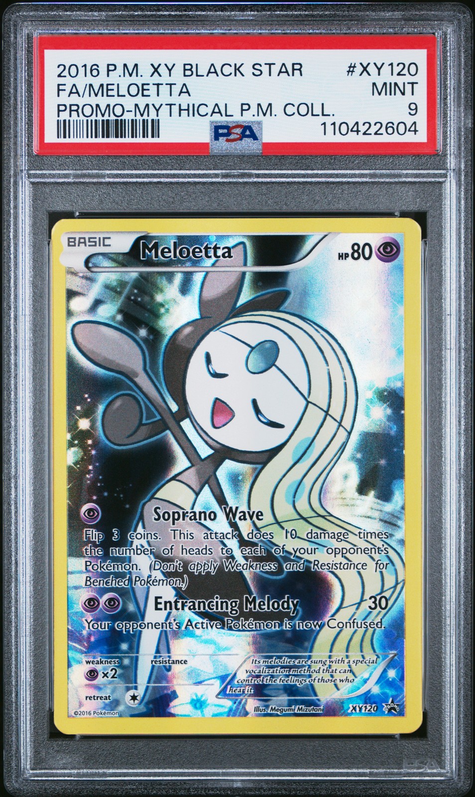 2016 POKEMON XY BLACK STAR PROMO #XY120 FULL ART/MELOETTA PSA 9