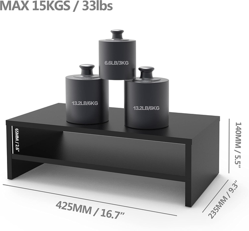 Monitorständer - 2 Ebenen Computer Monitorerhöhung Regal, Holz Schreibtisch Ständer für Lapt - Bild 3 von 12