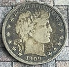 1909 P Silver Barber Half Dollar 50c