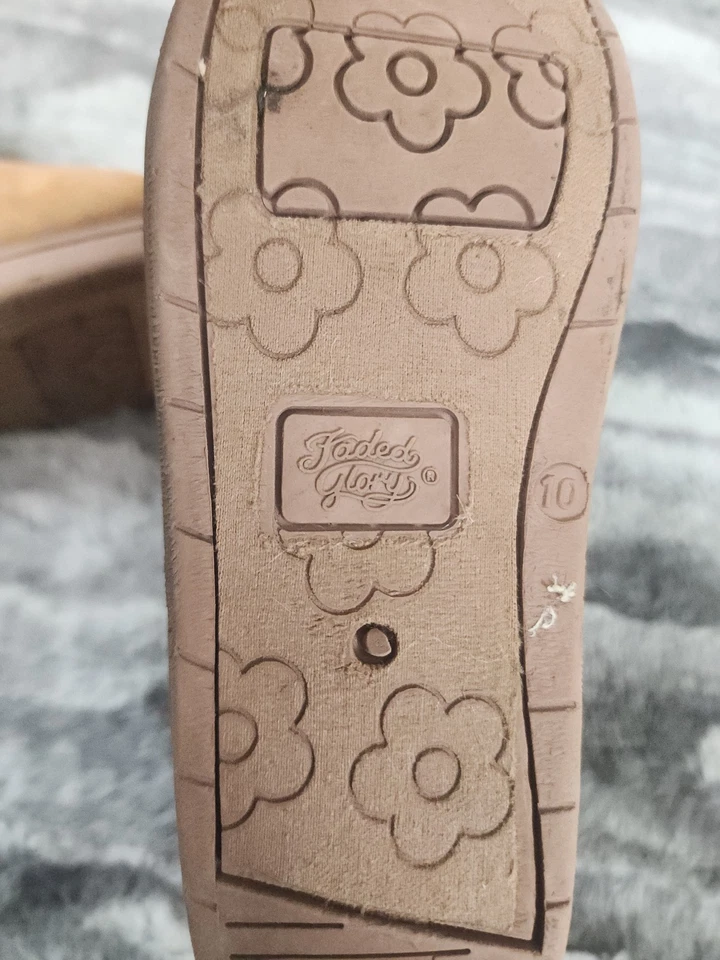 Botas de niña descoloridas Glory talla 9 marrón aspecto gamuza tela tirar de piel sintética Foto 4 de 4