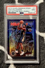 2019 NBA Hoops Premium Stock Get Out the Way Purple Zion Williamson #17 PSA 9