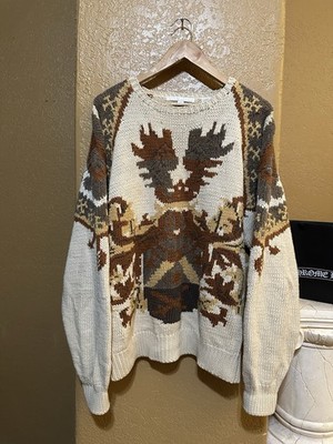 RARE Vintage Perry Ellis Coat of Arms Crest & Shield Thick Knitted Mens Sweater