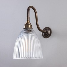 Prismatic Swan Arm Bathroom Wall Light IP44 Antique Brass E27 Wall Lamp
