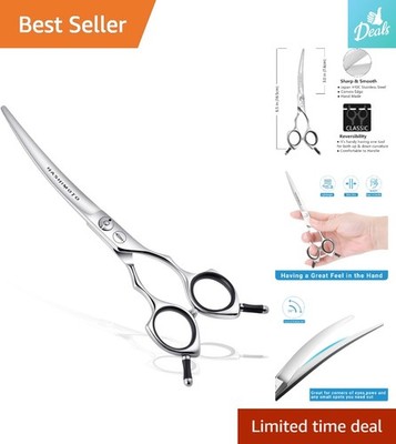 Japanese 440C Stainless Steel Curved Scissors for Professional Dog Grooming