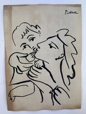 Pablo Picasso COA Art Painting Original Drawing Vintage Paper Signed