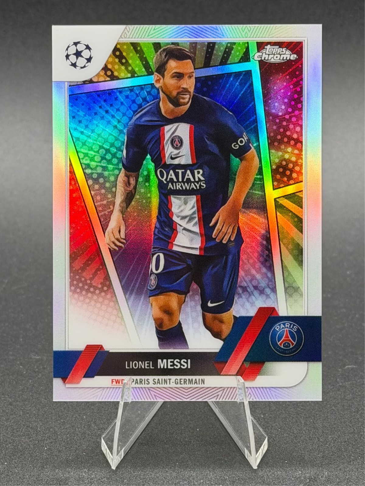 2022-23 Topps Chrome UEFA Club Competitions #1 Lionel Messi Hero Variation