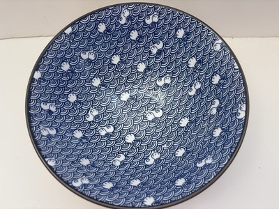 Signature Housewares Blue Bunny Wave Ramen Noodle Pho Bowl 1 Qt Stoneware 8 