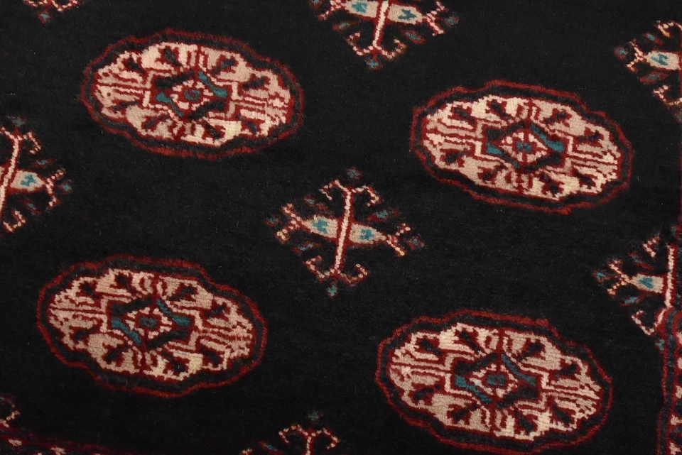 Bokhara Rug 5’4” x 8’7” Black Wool Tribal Hand-Knotted Oriental Carpet - Image 4 of 4