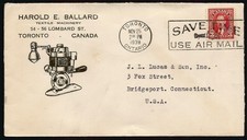 1939 Harold E Ballard Textile Machinery Illustrated Advertising Cover 3c Toronto