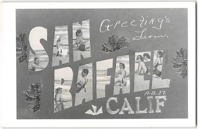 Marin County SAN RAFAEL, CA Large Letter Greetings RPPC 1950s Vintage Postcard