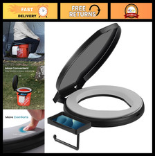 Portable Camping Toilet Seat with Soft Cushion, 5 Gallon Rotatable Lid for Adult