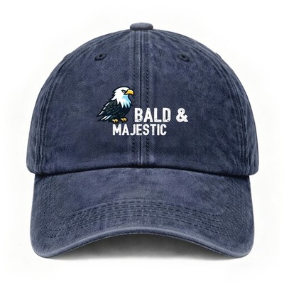 Vintage Bald & Majestic Funny Eagle Humor Casual Unisex Washed Baseball Cap