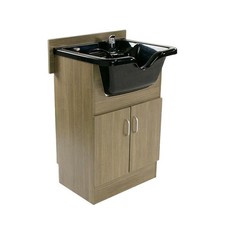 Shampoo Cabinet SANDEN II Light Wood w Faucet, Bowl, Drain