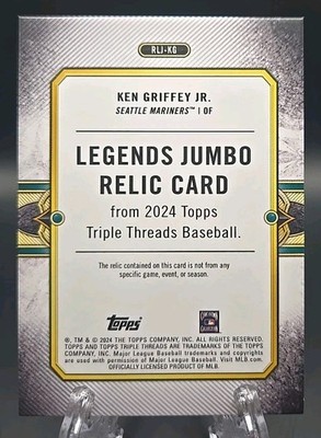 2024 Topps Triple Threads Ken Griffey Jr. Legends Jumbo Relic Card