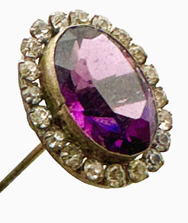 Antique Hatpin Rich Amethyst Center Sparkling Rhinestone Surround Collectible