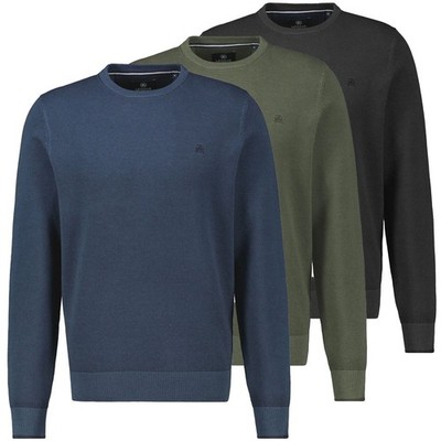 LERROS Herren Pullover Rundhals-Ausschnitt Feinstrick Logo Stickerei Qualität