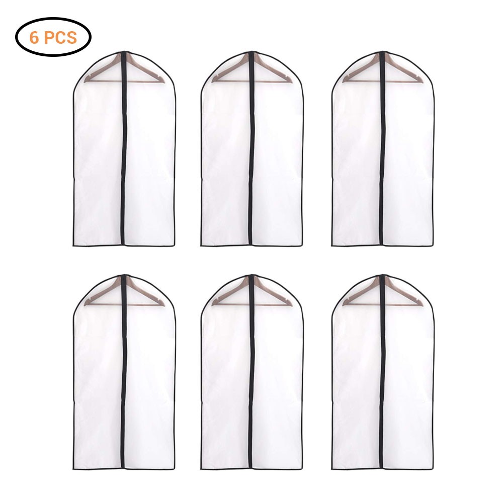 New 6pcs/set PEVA Clothing Covers Suit Bag Garment Bags Breathable Zipper Dust