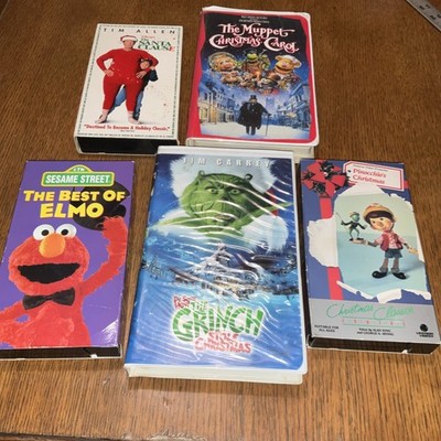 Lot of 5 VHS  .. Muppets.. Santa Clause.. The Grinch.. Elmo.. Pinocchio Classics