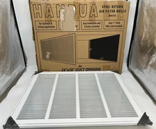 NIB Handua Steel Return Air Filter Grille 24" X 18" Duct Opening White