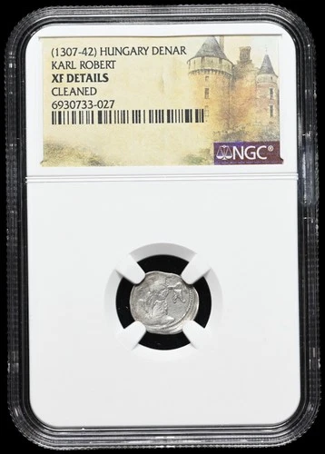 MEDIEVAL HUNGARY. Karl Robert, 1308-1342. Silver Denar, NGC XF Details