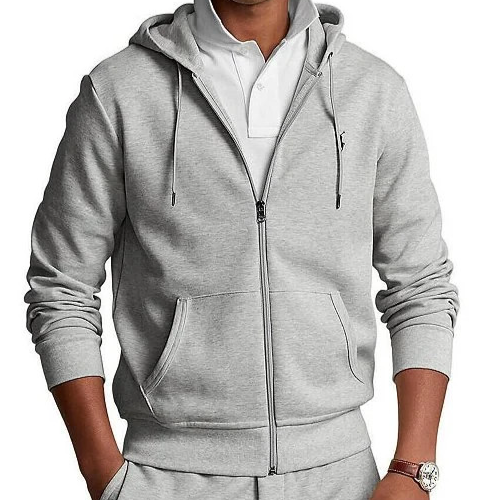 NWT Polo Ralph Lauren GRAY HEATHER DOUBLE-KNIT ZIP Hoodie Men's