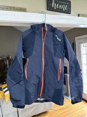 COLUMBIA Triple Trail Shell Jacket Mens M Blue Titanium Omni-Heat Hood Rain