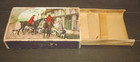 Sweden Stick Match Box Fox Hunt Dogs Horses Victorian scene EMPTY Creases Humidi — photo 2