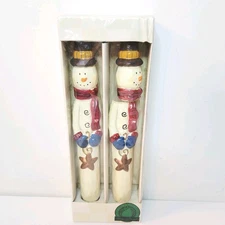 Hand Painted Harry and David Holiday Snowman Taper Candles Christmas Decor