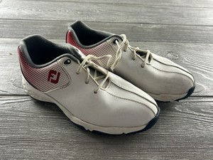FootJoy FJ Kids Golf Shoes White Blue Red Athletic Spikes Youth Size 1M