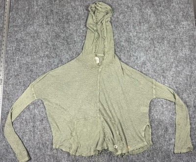 Billabong Sage Green  Knit Crop Beach Hoodie Sweater Pullover Small Distressed