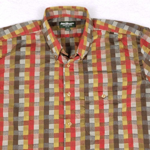 Norm Thompson Button Front Checkered Shirt Large Multicolor Rustic Retro Casual - Picture 2 of 8