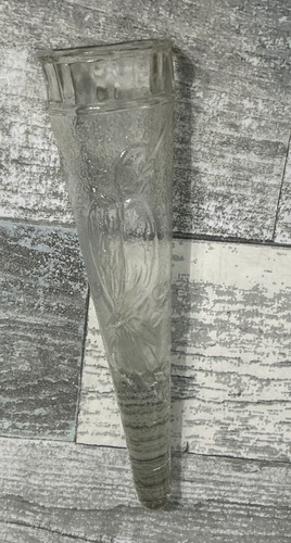 Antico vaso porta fiori in vetro con uccellino - Foto 3 di 5
