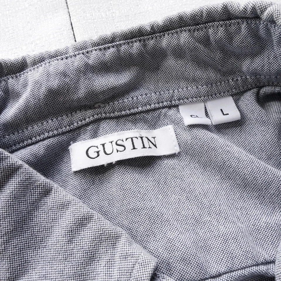 Gustin Shirt Large Gray Mens Button Down Long Sleeve 100% Cotton Made USA Casual - Image 3 of 4
