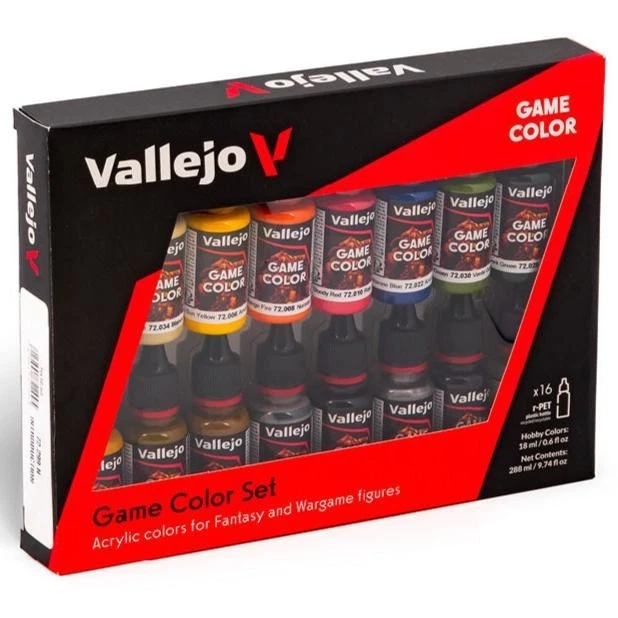 Vallejo Game Colour starter Paint Set - 16 x 17ml Paint Bottles 72299 acrylic