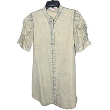 Mazik Women's Button Up Classic Military 100% Cotton Shirt Dress Size Small