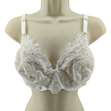 Vintage Vassarette Bra 38C Unlined White Lace Detail 75-152 Coquette