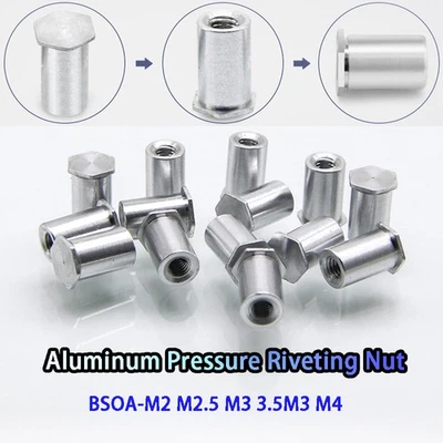 BSOA-M2 M2.5 M3 3.5M3 M4 Aluminum Pressure Riveting Nut Blind Hole Rivet Stud - Image 1 of 4