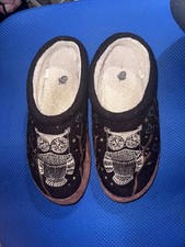 Acorn Forest Mule Slippers. Embroidered Owl, Cloud Cushion, Womens Size 9.5/10