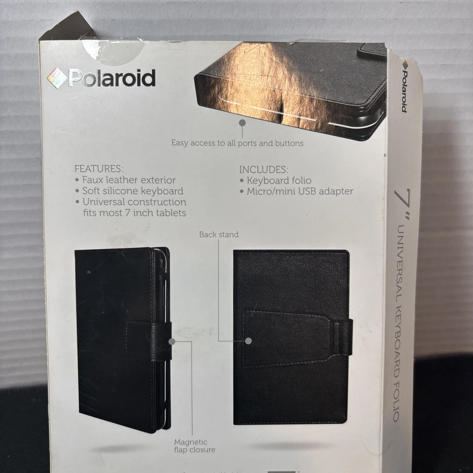 Polaroid 7" Universal Keyboard Folio Stand w/Micro USB connectivity Black NIB - Image 3 of 4