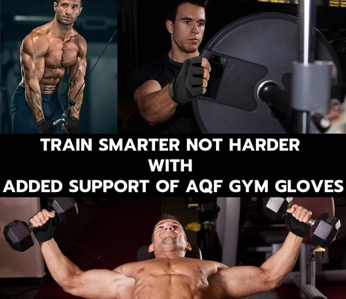 AQF Weight Lifting Gym Gloves Training Workout Fitness Gloves Padded Palm Grip - Picture 8 of 33