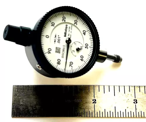0-0.125" DIAL INDICATOR - MITUTOYO 1410A - FLAT BACK - .001" RESOLUTION - NEW!