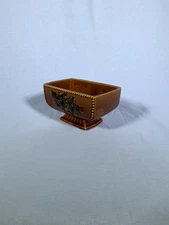 Vintage 1960s McCoy USA Brown Pedestal Planter Grape Pattern Trinkets Candy