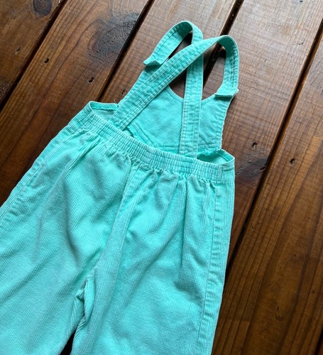 Vintage 80's Mothercare 90 cm English mint green corduroy overalls one piece - Picture 10 of 11